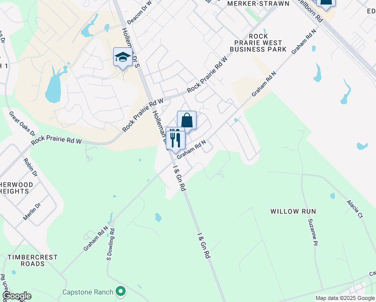 map of restaurants, bars, coffee shops, grocery stores, and more near 3722 North Graham Road in College Station
