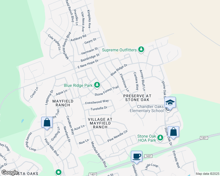 map of restaurants, bars, coffee shops, grocery stores, and more near 3600 Spring Canyon Trail in Round Rock