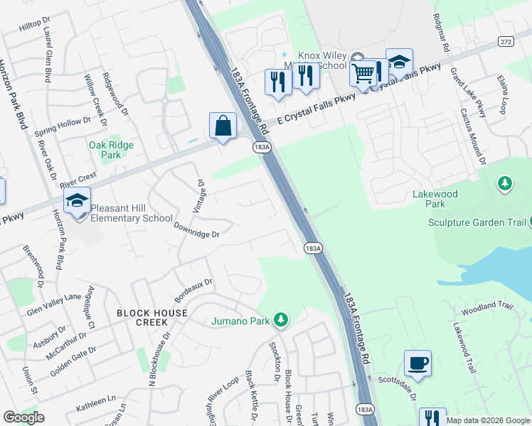 map of restaurants, bars, coffee shops, grocery stores, and more near 1909 Rutherford Drive in Leander