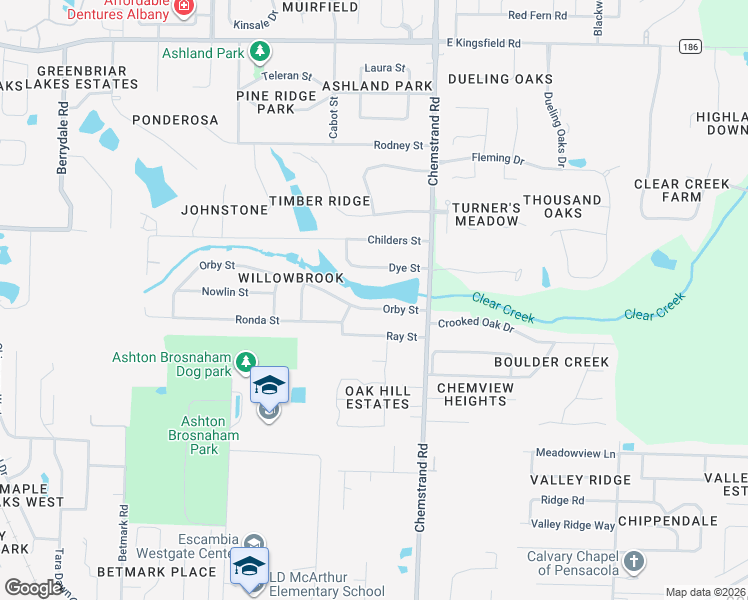 map of restaurants, bars, coffee shops, grocery stores, and more near 606 Orby Street in Pensacola
