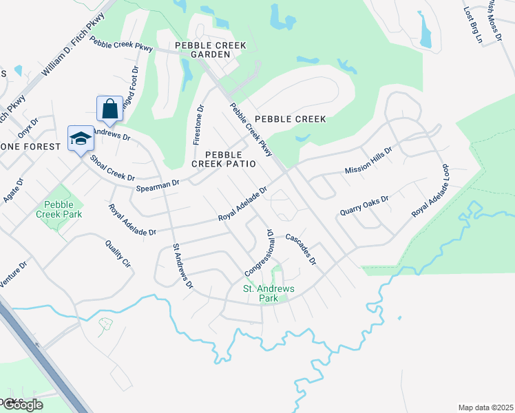 map of restaurants, bars, coffee shops, grocery stores, and more near 5105 Congressional Drive in College Station