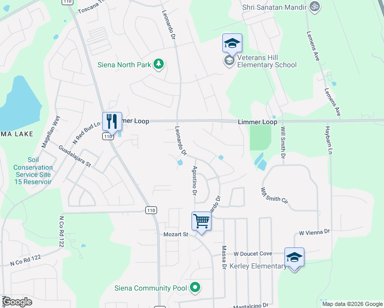 map of restaurants, bars, coffee shops, grocery stores, and more near 7311 Leonardo Drive in Round Rock