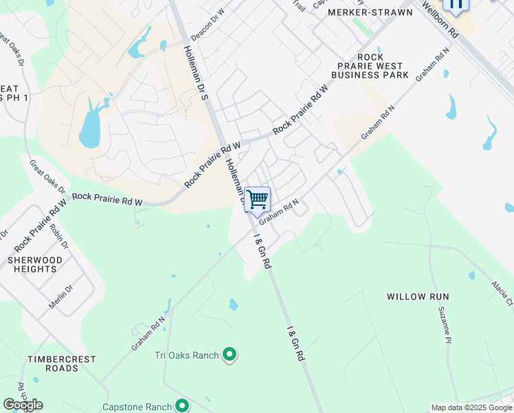 map of restaurants, bars, coffee shops, grocery stores, and more near 100 Ridge Oak in College Station