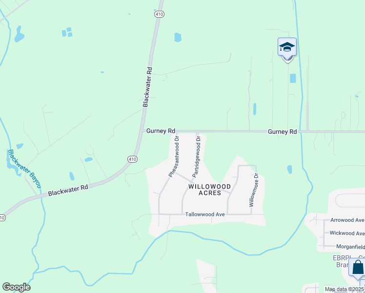 map of restaurants, bars, coffee shops, grocery stores, and more near 12326 Pheasantwood Drive in Baker