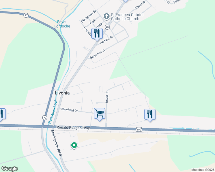 map of restaurants, bars, coffee shops, grocery stores, and more near 8527 David Street in Livonia