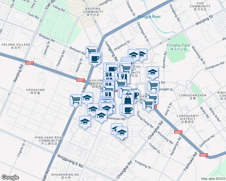 map of restaurants, bars, coffee shops, grocery stores, and more near Yi Du Dong Lu in Cheng Du Shi