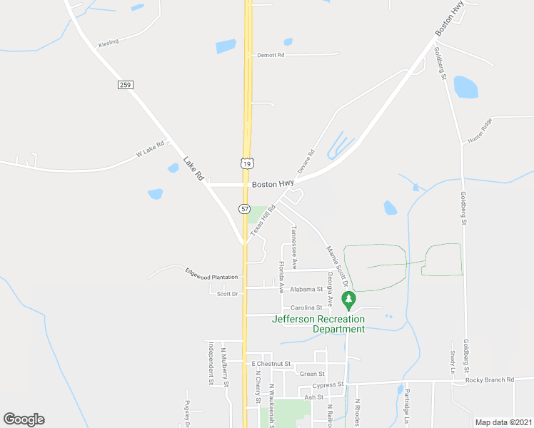 map of restaurants, bars, coffee shops, grocery stores, and more near Texas Hill Road in Monticello