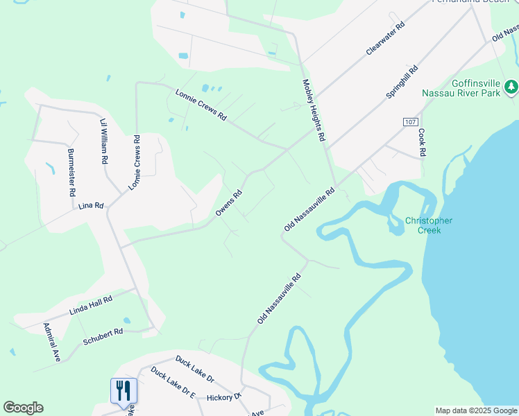 map of restaurants, bars, coffee shops, grocery stores, and more near 95144 Black Hawk Tr in Fernandina Beach