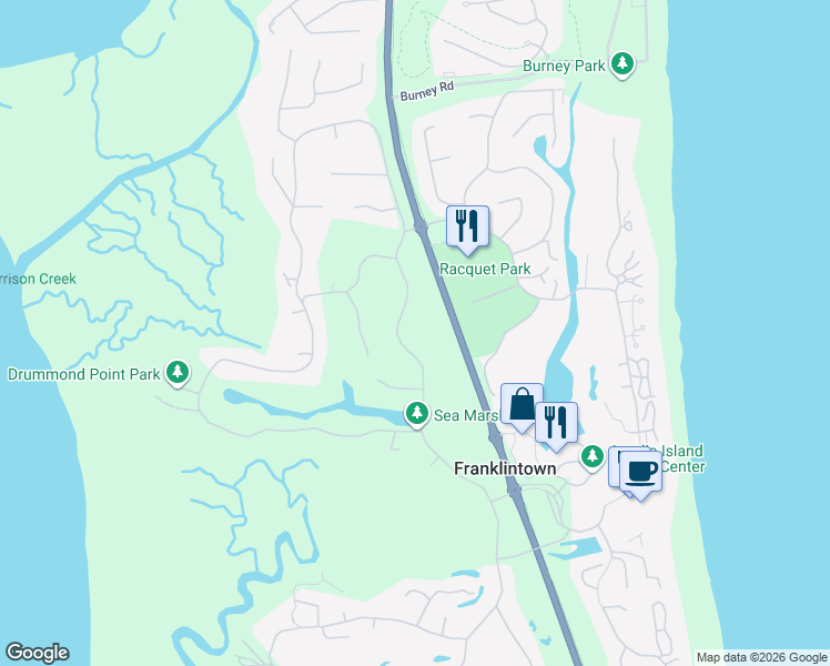 map of restaurants, bars, coffee shops, grocery stores, and more near 3301 Sea Marsh Road in Fernandina Beach