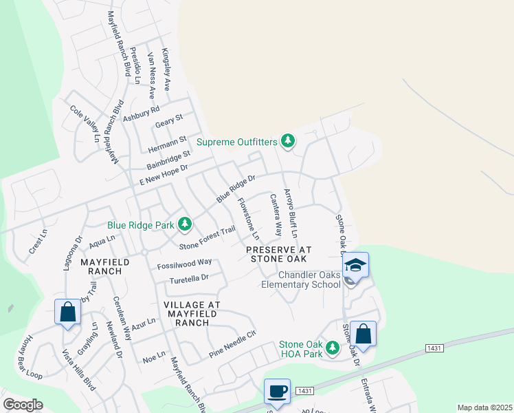 map of restaurants, bars, coffee shops, grocery stores, and more near 1110 Fossil Cove in Round Rock