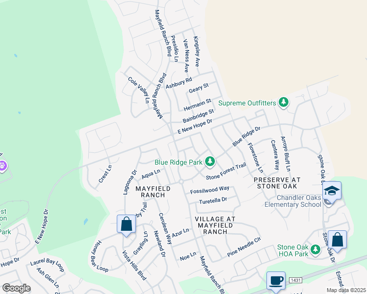 map of restaurants, bars, coffee shops, grocery stores, and more near 3714 Cap Rock Trail in Round Rock