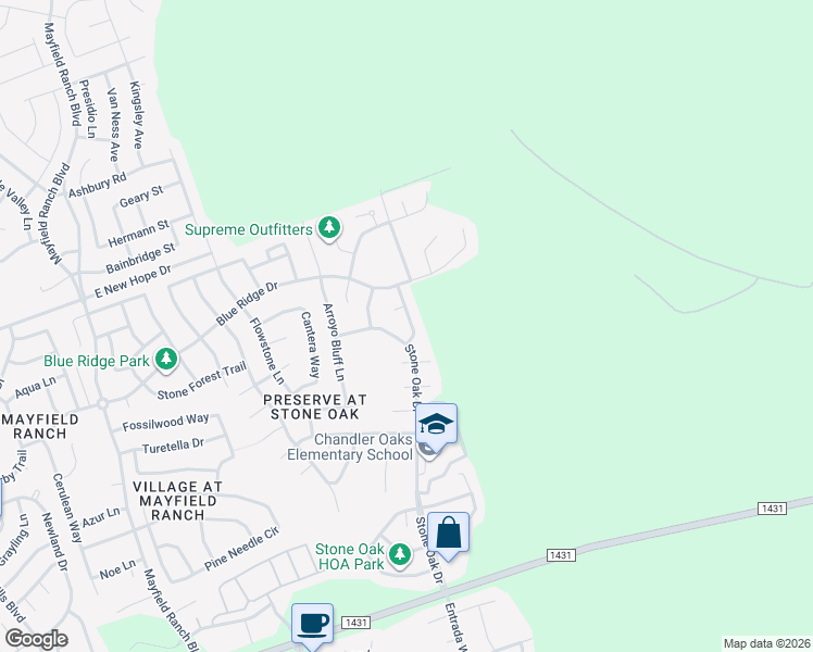 map of restaurants, bars, coffee shops, grocery stores, and more near 3916 Rolling Canyon Trail in Round Rock