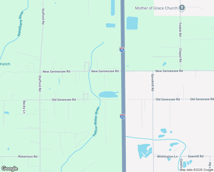map of restaurants, bars, coffee shops, grocery stores, and more near 13282 New Gennessee Road in Tickfaw