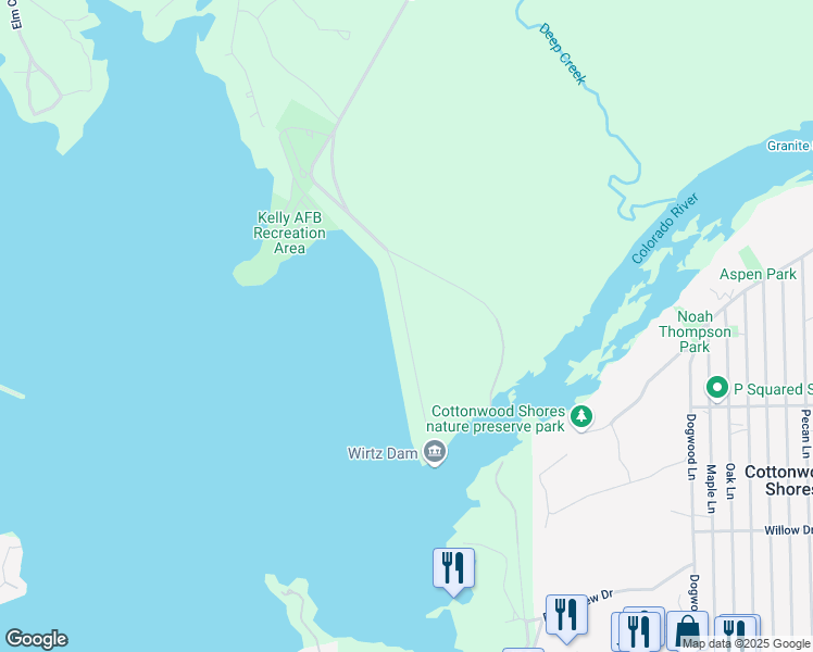 map of restaurants, bars, coffee shops, grocery stores, and more near N Wirtz Dam Rd in Marble Falls