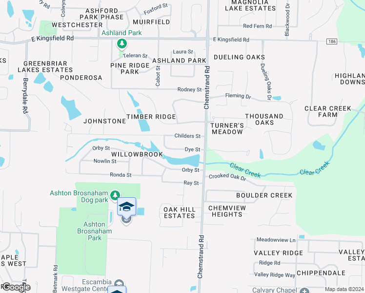map of restaurants, bars, coffee shops, grocery stores, and more near 626 Dye Street in Pensacola