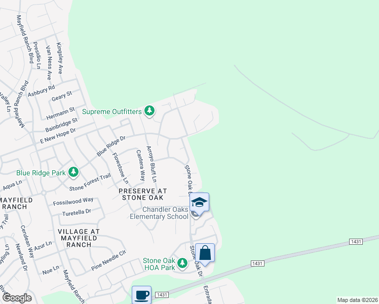 map of restaurants, bars, coffee shops, grocery stores, and more near 3916 Rolling Canyon Trail in Round Rock