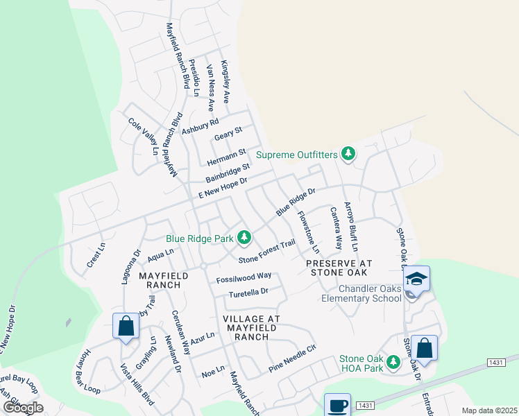 map of restaurants, bars, coffee shops, grocery stores, and more near 3629 Spring Canyon Trail in Round Rock