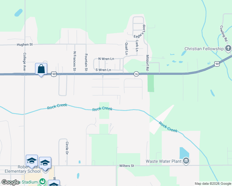 map of restaurants, bars, coffee shops, grocery stores, and more near 19800 Coral Lane in Robertsdale
