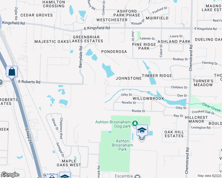 map of restaurants, bars, coffee shops, grocery stores, and more near 405 Glory Street in Pensacola