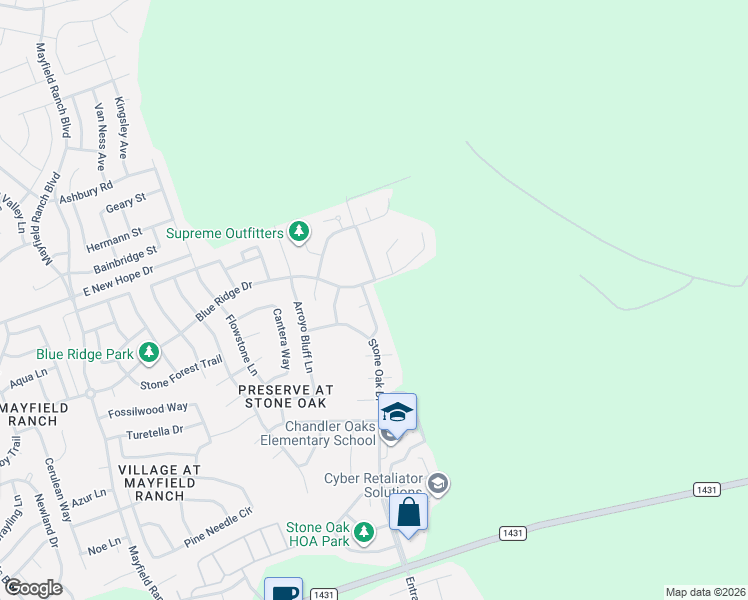 map of restaurants, bars, coffee shops, grocery stores, and more near 3200 Blue Ridge Drive in Round Rock