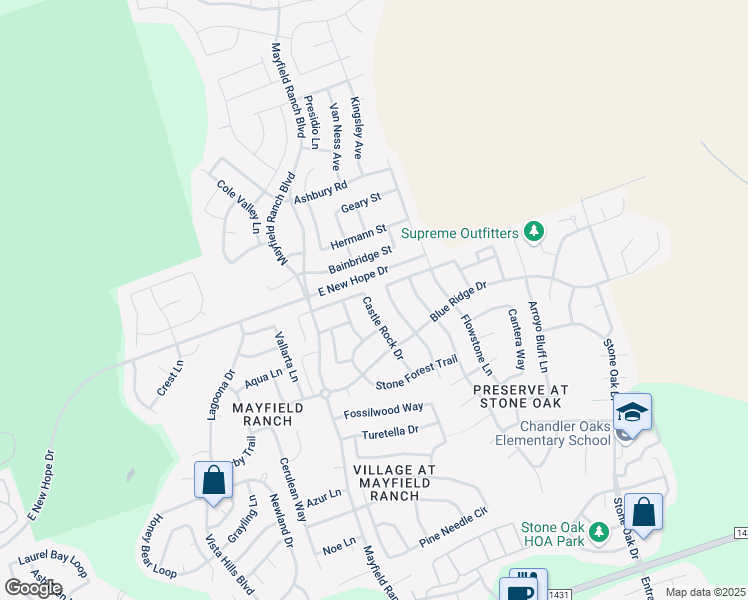 map of restaurants, bars, coffee shops, grocery stores, and more near 3741 Castle Rock Cove in Round Rock