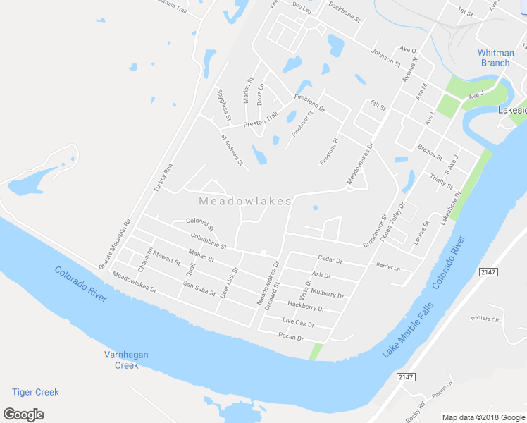 map of restaurants, bars, coffee shops, grocery stores, and more near 24 Augusta Drive in Meadowlakes