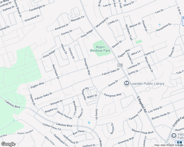 map of restaurants, bars, coffee shops, grocery stores, and more near 808 Peregrine Way in Leander