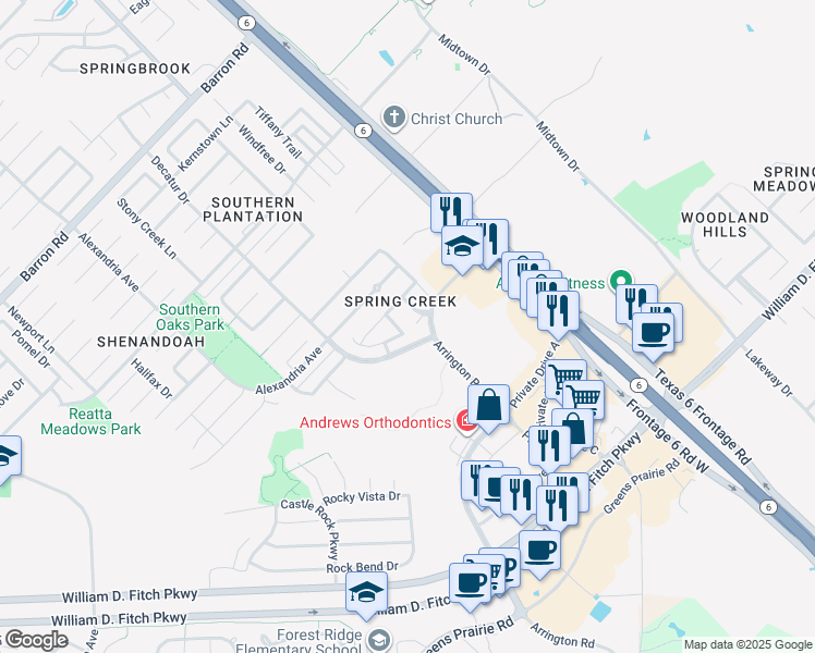 map of restaurants, bars, coffee shops, grocery stores, and more near 4317 Dawn Lynn Drive in College Station