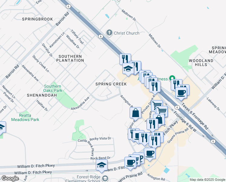 map of restaurants, bars, coffee shops, grocery stores, and more near 4317 Dawn Lynn Drive in College Station