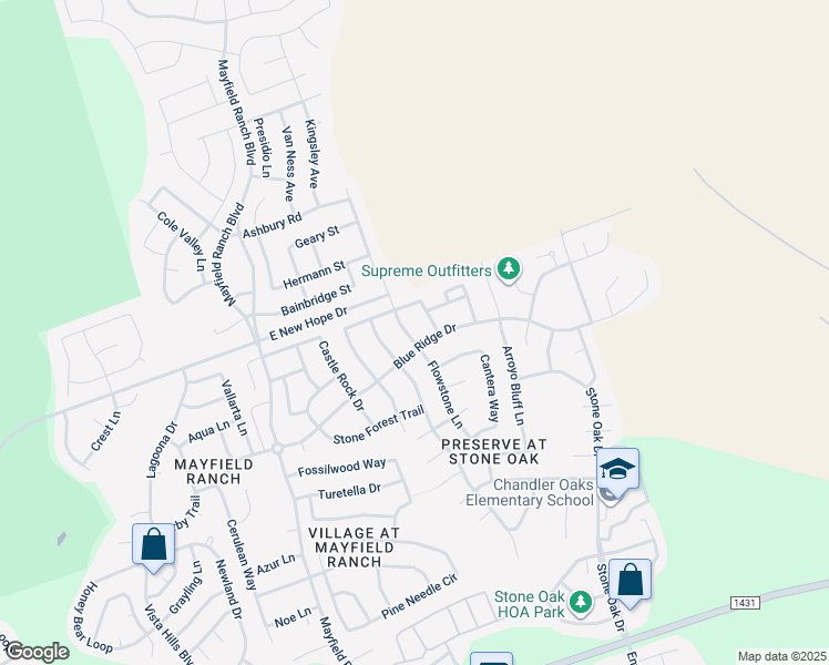 map of restaurants, bars, coffee shops, grocery stores, and more near 3471 Flowstone Lane in Round Rock