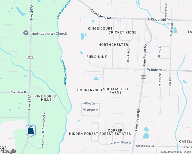 map of restaurants, bars, coffee shops, grocery stores, and more near 2691 West Roberts Road in Cantonment