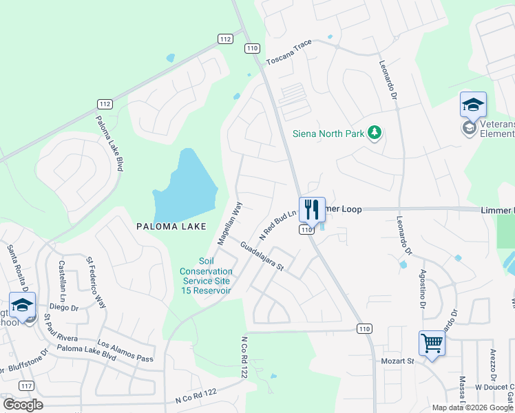 map of restaurants, bars, coffee shops, grocery stores, and more near 3320 Magellan Court in Round Rock