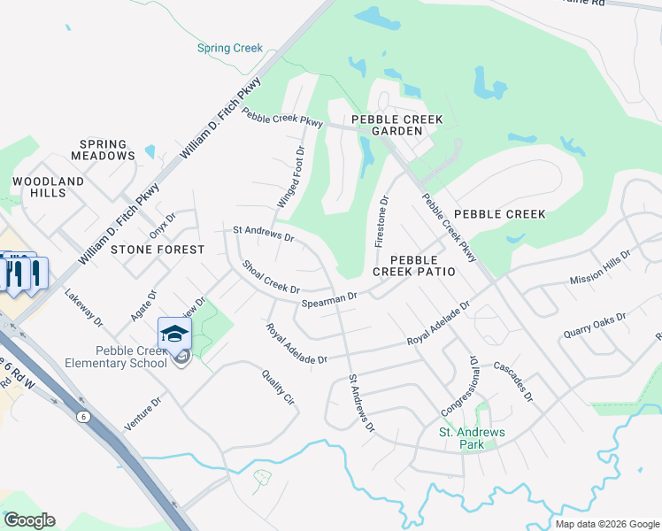 map of restaurants, bars, coffee shops, grocery stores, and more near 4801 Saint Andrews Drive in College Station
