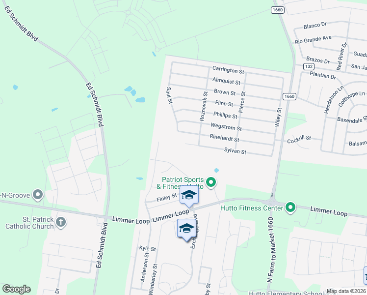 map of restaurants, bars, coffee shops, grocery stores, and more near 311 Sylvan Street in Hutto