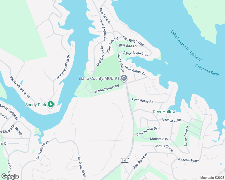 map of restaurants, bars, coffee shops, grocery stores, and more near 113 West Bluebonnet Road in Horseshoe Bay