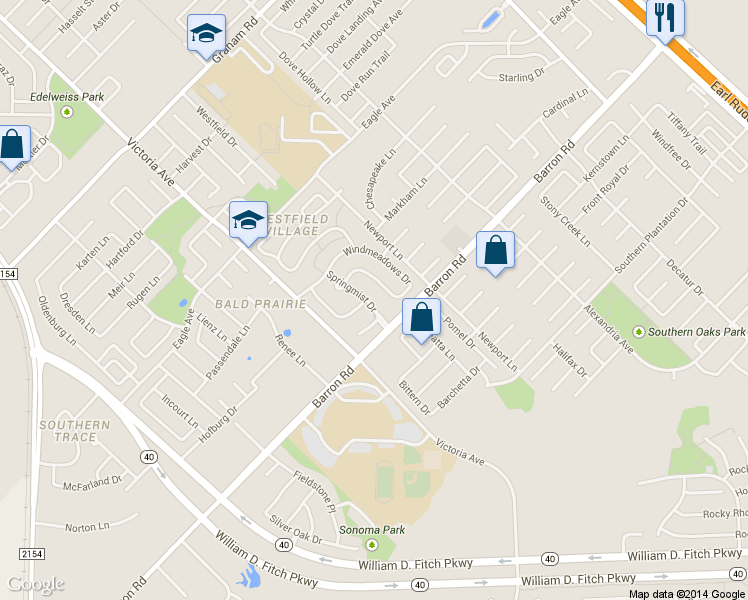 map of restaurants, bars, coffee shops, grocery stores, and more near 3927 Springmist Drive in College Station