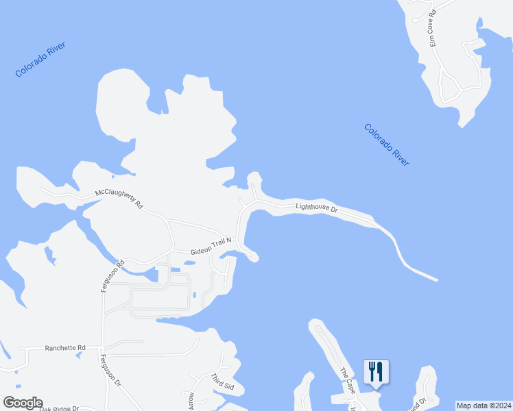 map of restaurants, bars, coffee shops, grocery stores, and more near 303 Lighthouse Drive in Horseshoe Bay