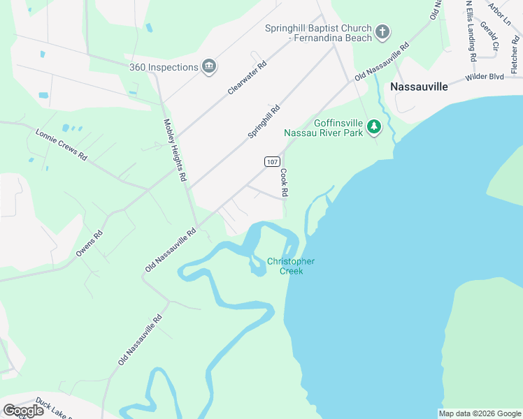 map of restaurants, bars, coffee shops, grocery stores, and more near 95068 Cook Road in Fernandina Beach