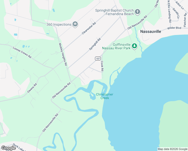 map of restaurants, bars, coffee shops, grocery stores, and more near 95068 Cook Road in Fernandina Beach