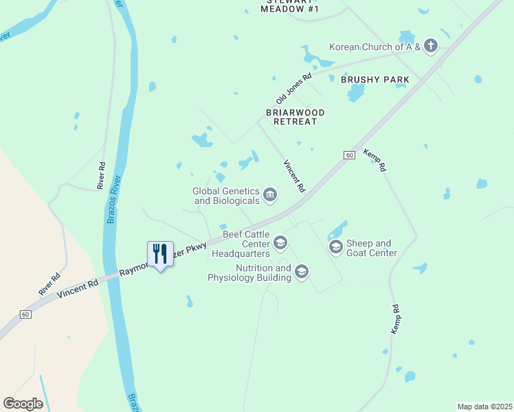 map of restaurants, bars, coffee shops, grocery stores, and more near 7746 Raymond Stotzer Parkway in College Station