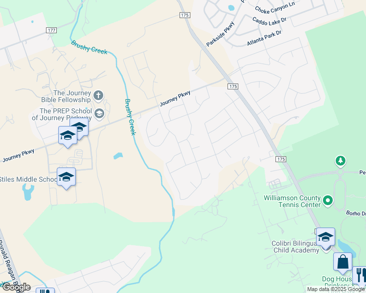 map of restaurants, bars, coffee shops, grocery stores, and more near 2536 Pecan Creek Drive in Leander