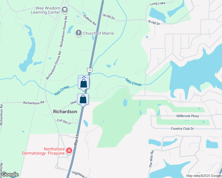 map of restaurants, bars, coffee shops, grocery stores, and more near Lakeshore Drive in Carriere