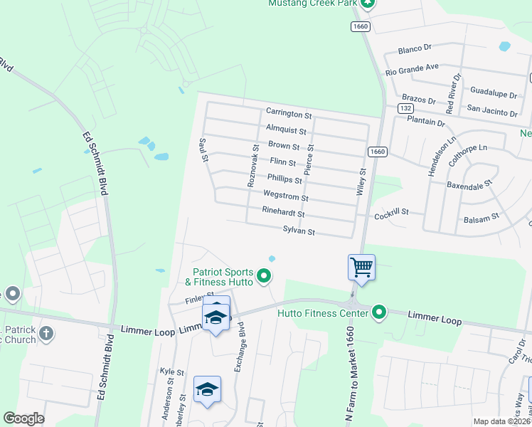 map of restaurants, bars, coffee shops, grocery stores, and more near 221 Rinehardt Street in Hutto