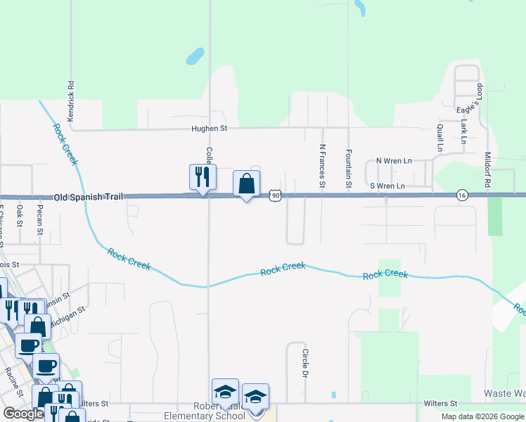 map of restaurants, bars, coffee shops, grocery stores, and more near 19218 U.S. 90 in Robertsdale