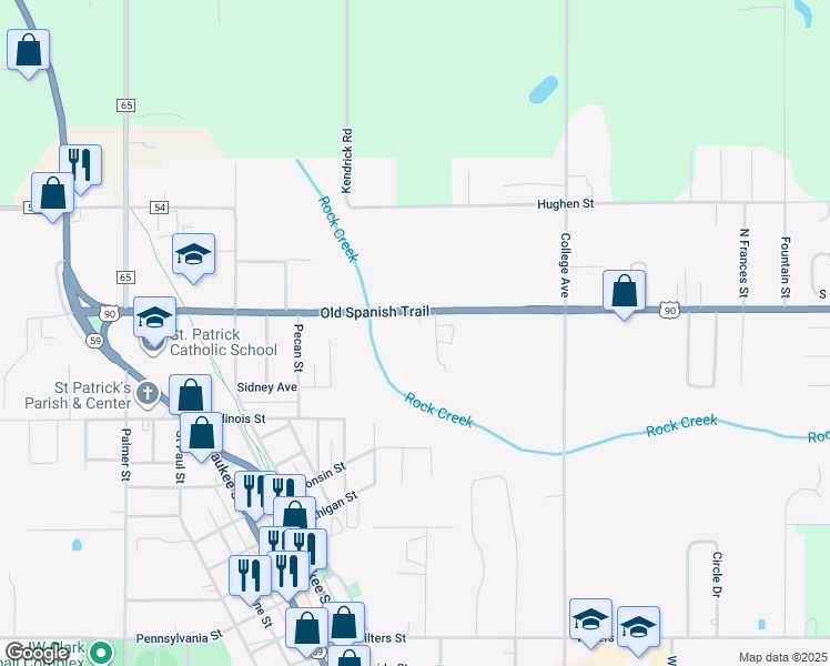 map of restaurants, bars, coffee shops, grocery stores, and more near 18700 U.S. 90 in Robertsdale
