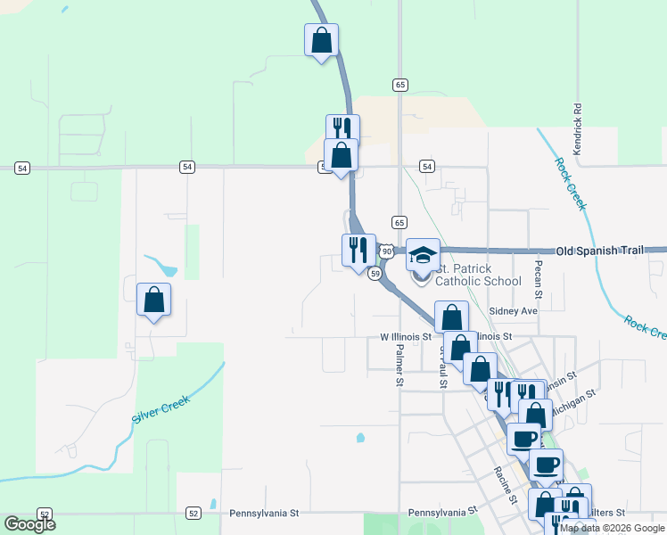 map of restaurants, bars, coffee shops, grocery stores, and more near 300 Baldwin Farms Place in Robertsdale