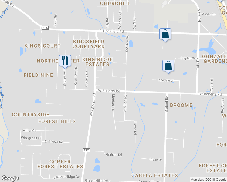 map of restaurants, bars, coffee shops, grocery stores, and more near 1518 County Road 297 in Gonzalez