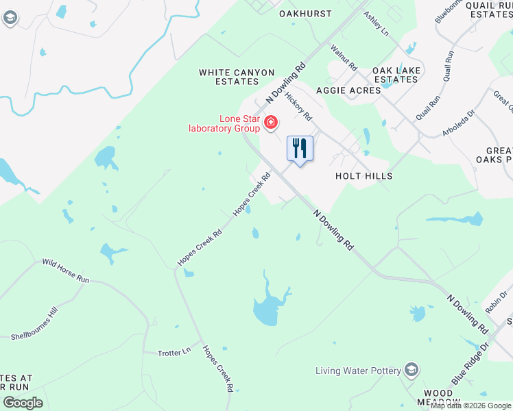 map of restaurants, bars, coffee shops, grocery stores, and more near 11142 Hopes Creek Road in College Station