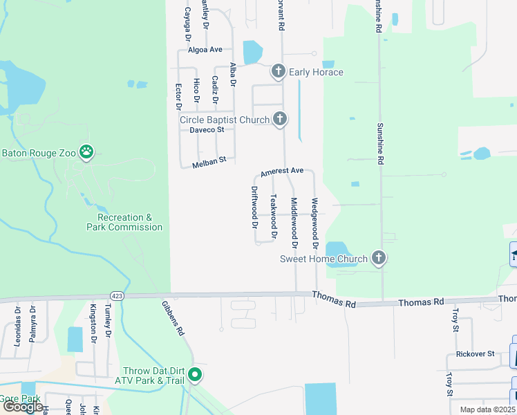 map of restaurants, bars, coffee shops, grocery stores, and more near 12812 Driftwood Drive in Baker