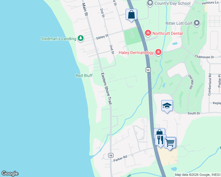 map of restaurants, bars, coffee shops, grocery stores, and more near 7125 Forest Park Drive in Fairhope